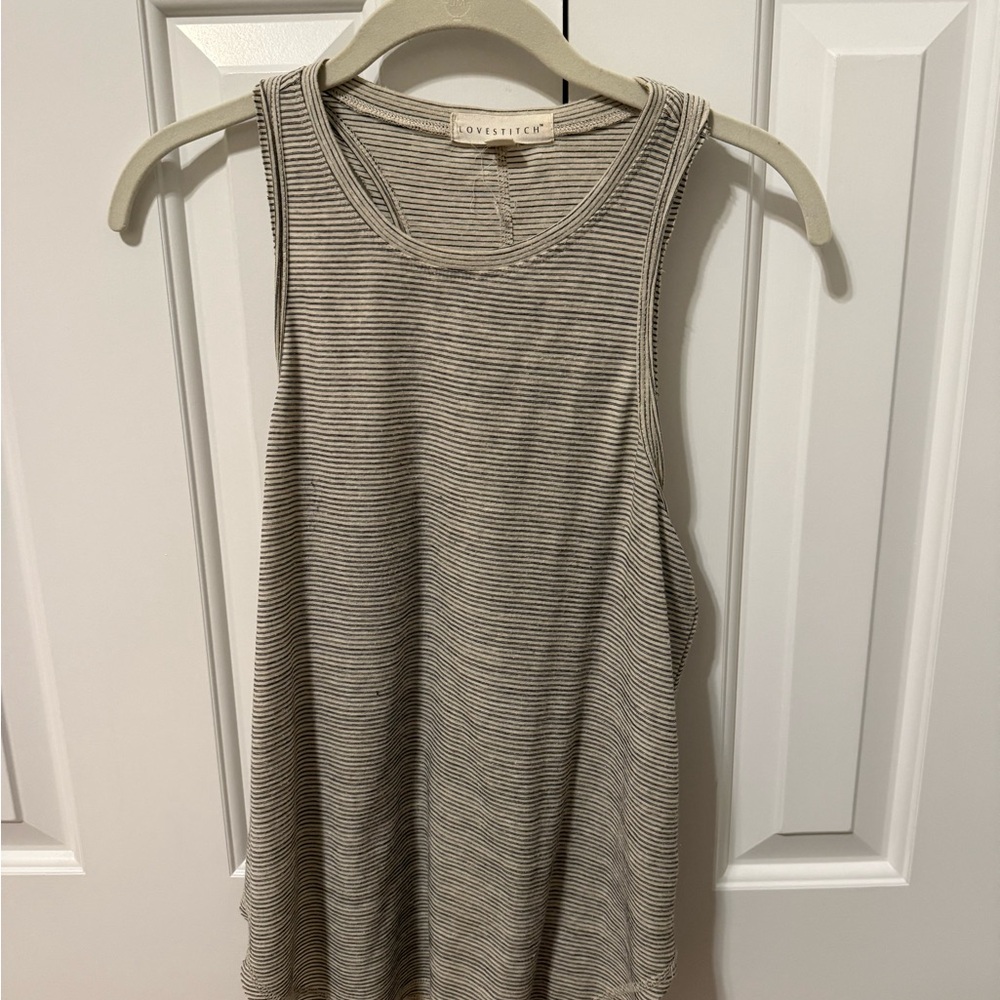 Vici Striped Tank in Beige and Black - Picture 2 of 4